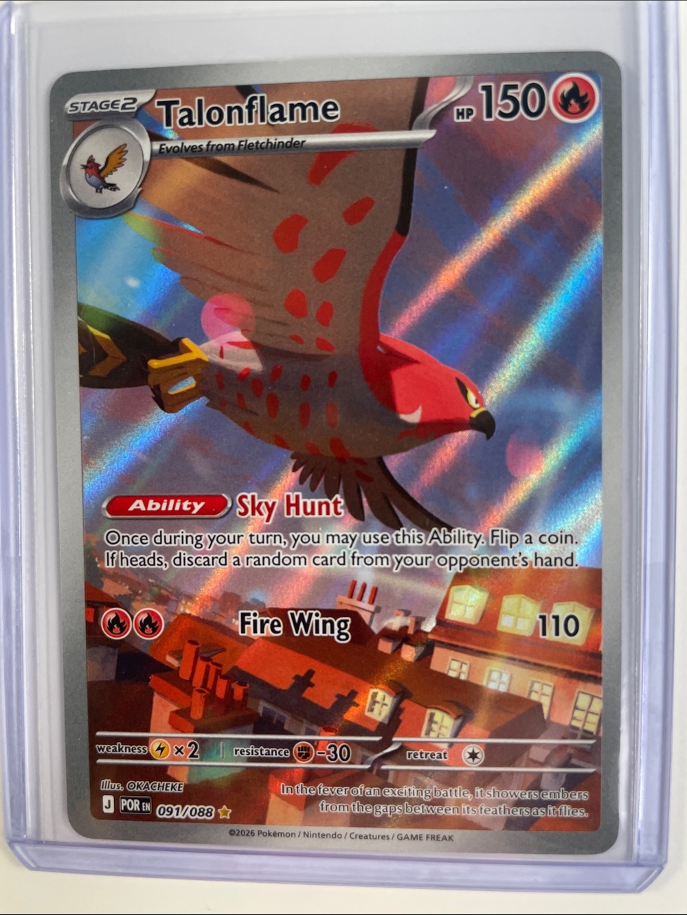 Pokemon Talonflame Holo Red Brown Blue Card